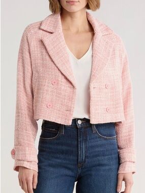 NWT Area Stars pink & ivory Ursula tweed
cropped jacket L